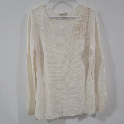 Top de punto abierto Coldwater Creek para mujer talla grande crema 3D flor neutra mínima Foto 1 de 4