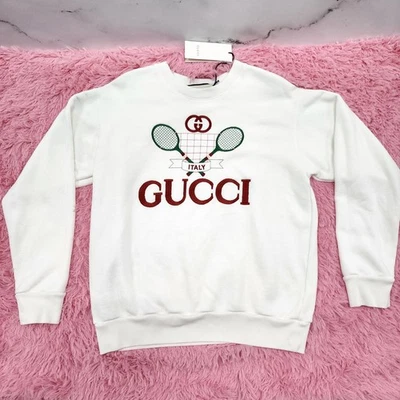 Gucci Tennis Racket Embroidered Sweatshirts White | MSRP $1300 | French Open - Image 1 of 4