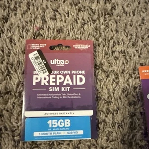 Ultra Mobile SIM Kit 15GB Data 3 Month Unlimited Talk Text - Zdjęcie 1 z 2