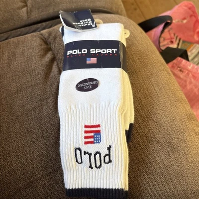 Raro Vintage Ralph Lauren Polo Jeans Co Crew Clásico 10-13 Calcetines Hechos en Corea Foto 1 de 4