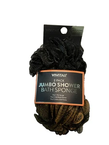 Spugna Bagno Jumbo Vivitar Esfoliante 2 Uno Nero e uno Marrone/Nero Nuova - Foto 1 di 5