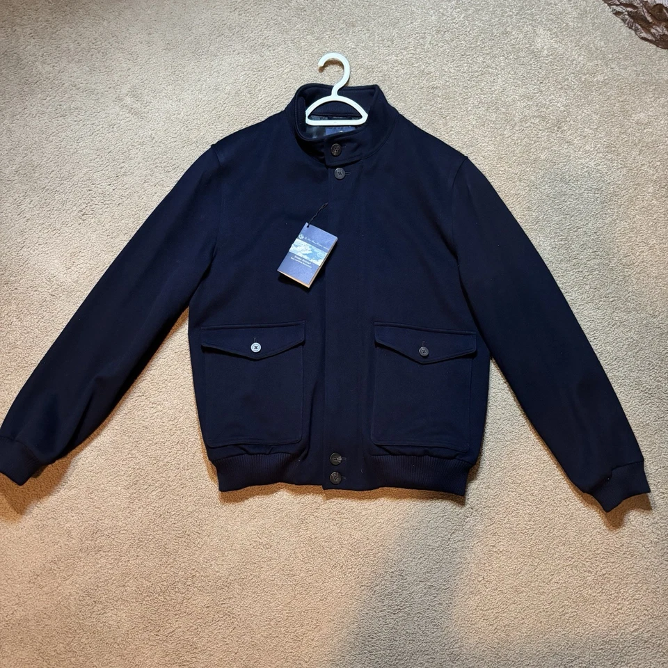 Abrigo exterior Brooks Brothers X Loro Piana 100 % lana Bomber Storm System grande para hombre Foto 1 de 4