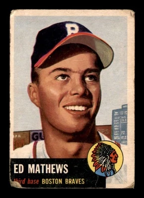 1953 Topps #37 Eddie Mathews DP FAIR X3515869 - Imagem 1 de 3