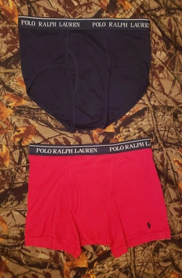 Lote de 2 calzoncillos vintage Polo Ralph Lauren para hombre azul rojo tiro bajo y boxer grandes Foto 1 de 4