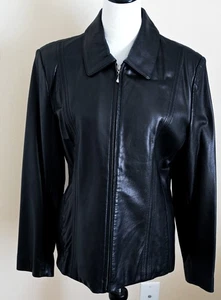 Giacca donna 111 State nera pelle di agnello manica lunga colletto zip intera - Foto 1 di 6