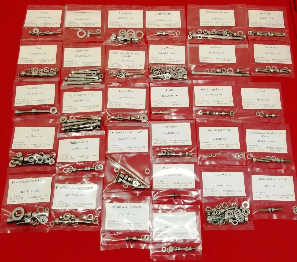 JUEGO KIT PERNOS ACERO INOXIDABLE PULIDO HONDA 1974-1975 CT70 K3 K4 1976-1979 CT70 TRAIL Foto 1 de 1