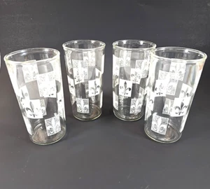 4 Vintage Drinking Glasses MCM Mid-Century Fleur De Lis Libbey - Picture 1 of 5