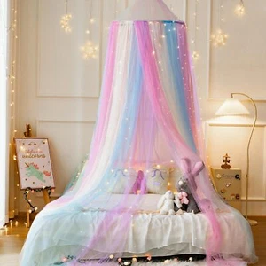 Girls Rainbow Bed Canopy X-Large Princess Mosquito Net for Crib to King Size Bed - Picture 1 of 26