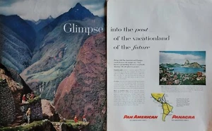Pan American Panagra Airways Lago Hess Lake Argentina Vintage 1950's Aviation Ad - Picture 1 of 1