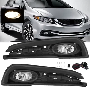 For 2013-2015 Honda Civic 4Dr Sedan Front Fog Lights Lamps+Covers w/Switch - Picture 1 of 20