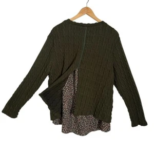 Suzanne Betro Sweater Womens 1X Cable Knit Layered Mixed Media Cozy BOHO - Picture 1 of 10