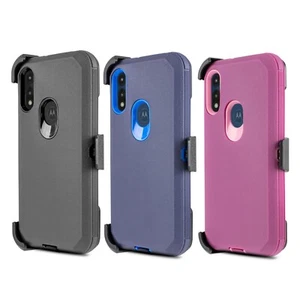 For Moto E 2020 E7 Built In Screen Heavy Duty Holster Phone Case Belt Clip - Picture 1 of 25