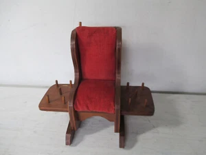Vintage Wooden Rocking Chair Pin Cushion Thread Scissor Thimble Holder - Picture 1 of 3