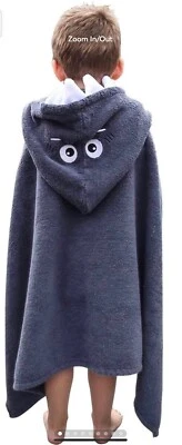 Toalha tubarão com capuz para crianças 100% algodão para praia, banho, piscina 24x48 polegadas - Imagem 1 de 4