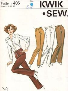 vintage Kwik Sew Pattern 406, sz 6-8-10-12,  JEANS, Flared Straight or Narrow