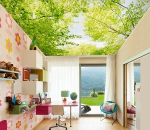 3D Grüne Blätter H2351 Decke Tapete Wandbilder Wandbild Aufkleber Deco Erin 23 - Picture 1 of 5