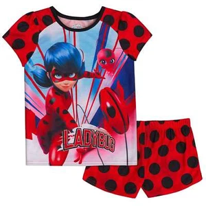 $34 Miraculous Ladybug Pajamas Set Shirt Shorts 4 6 6X 7 8 Disney Plus Cat Noir - Picture 1 of 3
