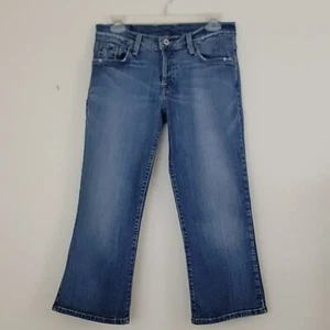 Lucky Brand Blue Button Fly Faded & Distressed Denim Cropped Jeans 6 - Picture 1 of 15