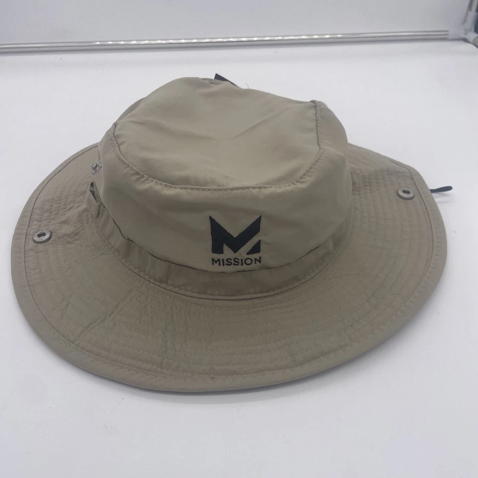 Sombrero de cubo unisex Mission Khaki Cooling UPF 50 ala ancha Boonie con cordón nuevo con etiquetas Foto 1 de 1