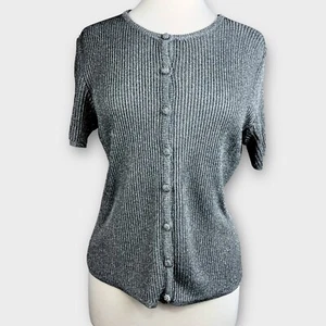 Top metálico plateado vintage Emanuel Ungaro para mujer mediano retro glamour clásico Cybercor - Imagen 1 de 17