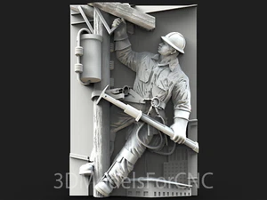 3D Model STL File for CNC Router Laser & 3D Printer Lineman Working - Picture 1 of 1