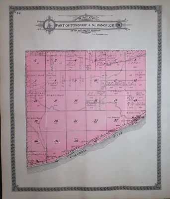 Antiguo mapa Plat 1913 ~ 4N-22E Mc CREDY Twp, KLICKITAT Co. WA / 6N-21E en reverso Foto 1 de 4