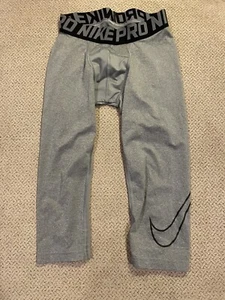 Boys Nike pro spandex 3/4 Gray Running Compression Tights Medium - Picture 1 of 1