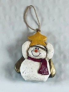 Eddie Walker Christmas Snowman Angel Gold Star Red Scarf Ornament Midwest - Picture 1 of 3