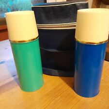 2 Vintage Sunflower Thermos Flasks in strong carry case