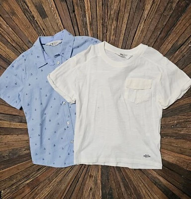 H & M (LOT OF 2) Boys Short Sleeve Shirts Size 5-6 - Image 1 of 4
