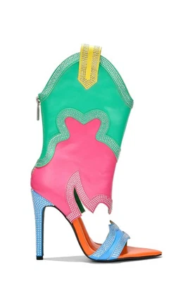 Cape Robbin 女式 Nayaye 细高跟鞋时尚西部短靴-MULT-6 — 第 1/4 张图片