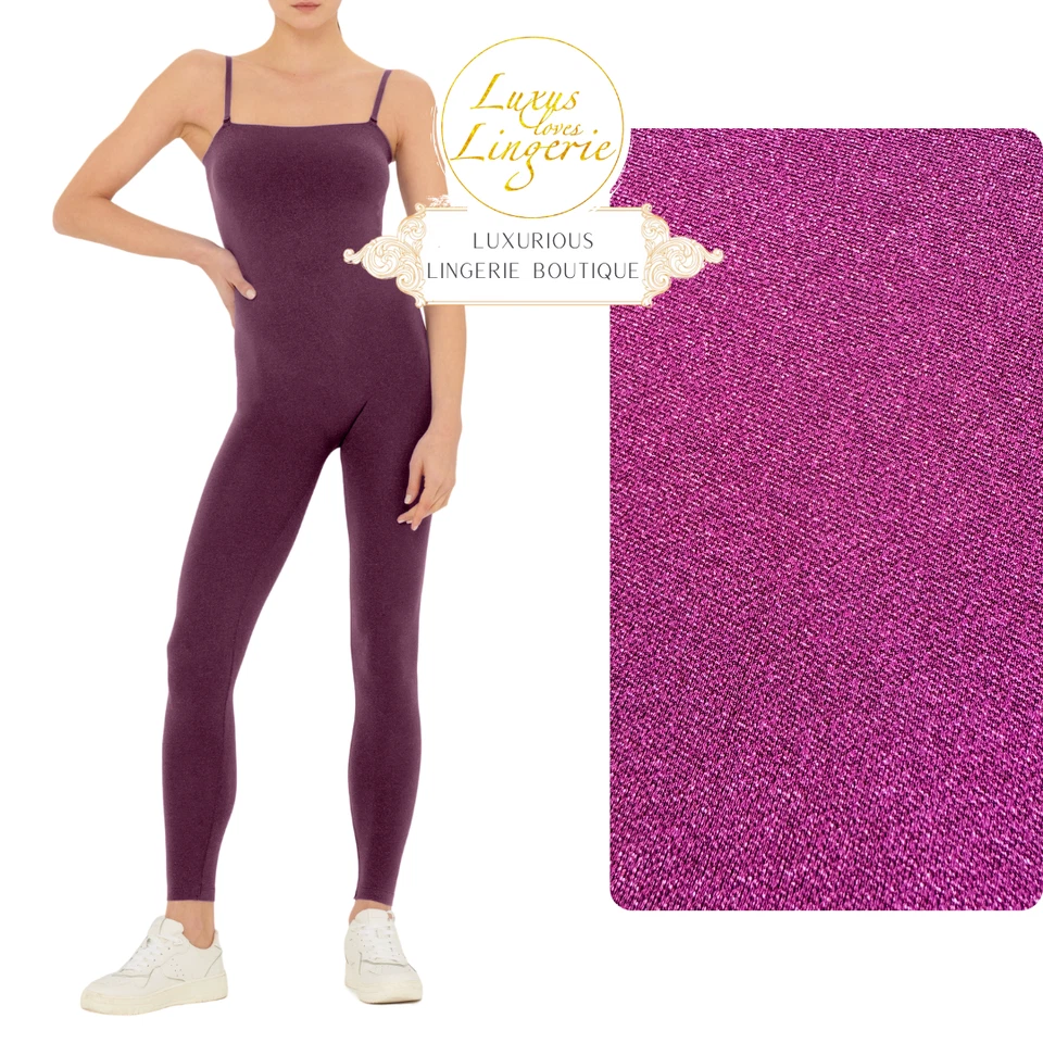 Shiny Jumpsuit Wolford S Small Mineral Red Pink Removable Straps Glitter Shine