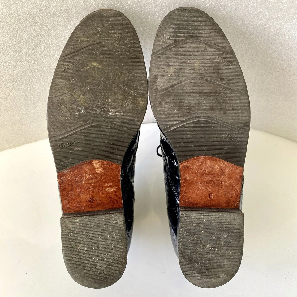 Botas alemanas Sioux de colección charol negro brillante cocodrilo para mujer talla 6 EE. UU. años 90’s Foto 1 de 4