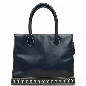 Bolso de Mano Yves Saint Laurent Cuero Recortado Y Hombro Azul Marino - Imagen 1 de 14