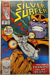 Marvel Comics Silver Surfer Key Issue 34 High Grade FN Thanos Resurrection - Picture 1 of 2