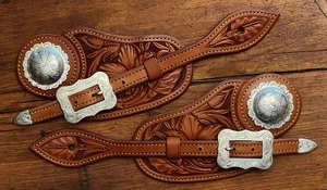 SUPERBI CINTURINI DA COWBOY DA UOMO INTAGLIATI A MANO MONTATI IN ARGENTO DI TONY OF NEVADA - Foto 1 di 4