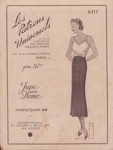 Unused Vintage 1930's FRENCH Sewing Pattern - Skirt - Mannequin 44 - Picture 1 of 2
