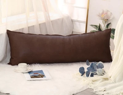 Funda de almohada larga de cuero sintético 14 x 36 pulgadas, funda de almohada decorativa extra larga... Foto 1 de 4