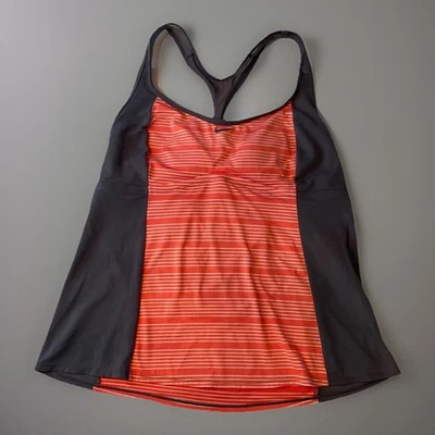 Camiseta sin mangas Nike XL Racerback Dri-Fit rosa a rayas sujetador incorporado atlético Foto 1 de 4