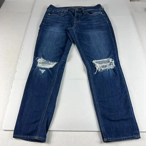 American Eagle Jeans Womens 31x27* Tomgirl Mid Rise Blue Distressed Denim Tag 6R - Picture 1 of 22