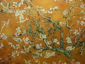 Japanese Cherry Blossom Tree Gold Velvet Fabric Curtain Upholstery Cushion Use - Picture 1 of 17