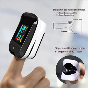 Finger Oximeter SpO2 Pulsoximeter Blutdruck Messgerät Pulsoxymeter OLED Monitor 