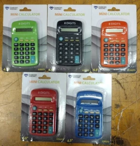 DIAMOND VISIONS INC 8 DIGIT CALCULATOR 4.5" (5-UNITS), ASSORTED COLORS - Picture 1 of 1