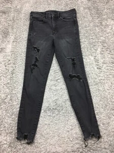 American Eagle Super Hi Rise Jegging Crop Jeans Womens Size 6 Black Denim - Picture 1 of 14