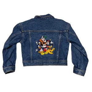 Disney Kids Jacket Size M Vintage Embroidered Denim Jacket Blue Cotton Jean - Picture 1 of 4
