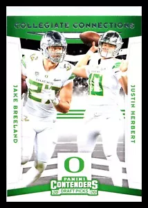 2020 Contenders Draft "Collegiate Connections" #8 Justin Herbert Rookie Card RC - Foto 1 di 2