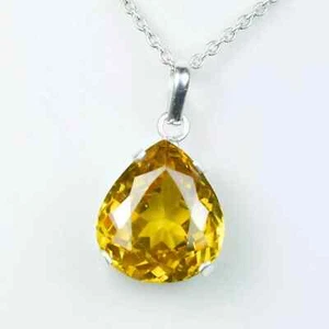 Natural Zircon Yellow Pendant 50.20 Ct+ Solid Silver Certified Flawless Gemstone - Picture 1 of 5