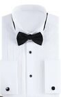 Gollnwe Men's Tuxedo Shirt Wing Collar French Cuffs with Cufflinks and Bow Tie