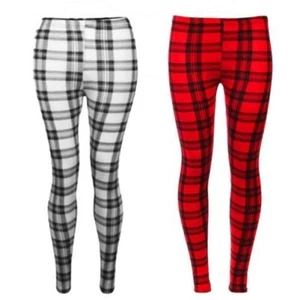 Girls Leggings Kids Tartan Check Print Trendy Fashion Legging New Age 7-13 Years - Picture 1 of 3