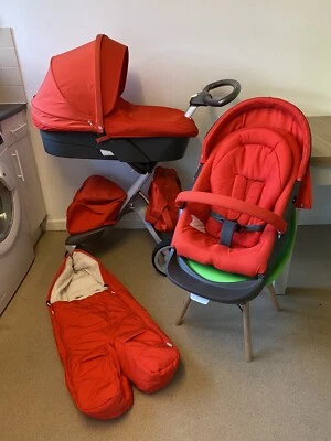 Stokke Xplory Red V3 Stroller / Pushchair + Extras - Image 1 of 4